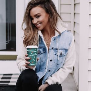 Brand New Contrast Denim & Sherpa Jacket